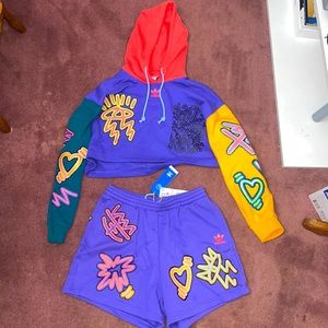 Adidas matching crop sweat set size medium